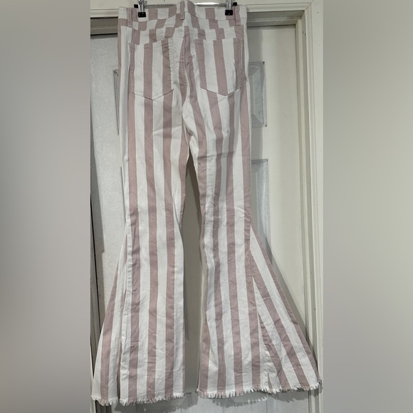 Saints & Hearts pinstripe bell bottoms flare pink white - Picture 2 of 2